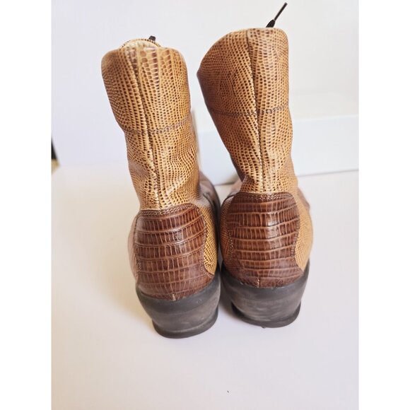 Victortian Boho Western Two Tone Colorblock Brown Lace Up Ankle Boots Shoes 37 7 - Picture 7 of 9